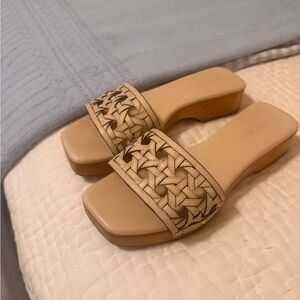 Tory Burch Tan Woven Mules